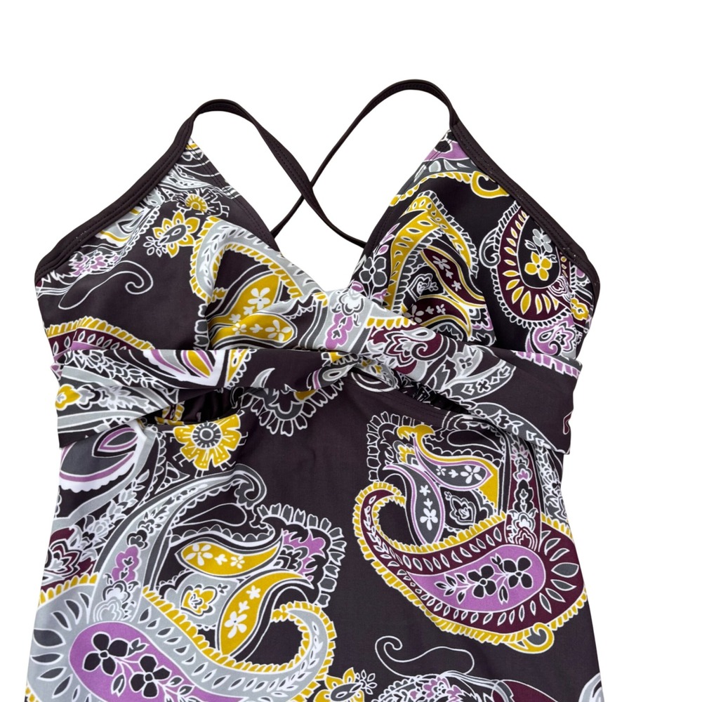 Athleta Womens Swimsuit Sz 4T 40C 38D 36DD Underwire Gray Paisley One Piece - Picture 3 of 10